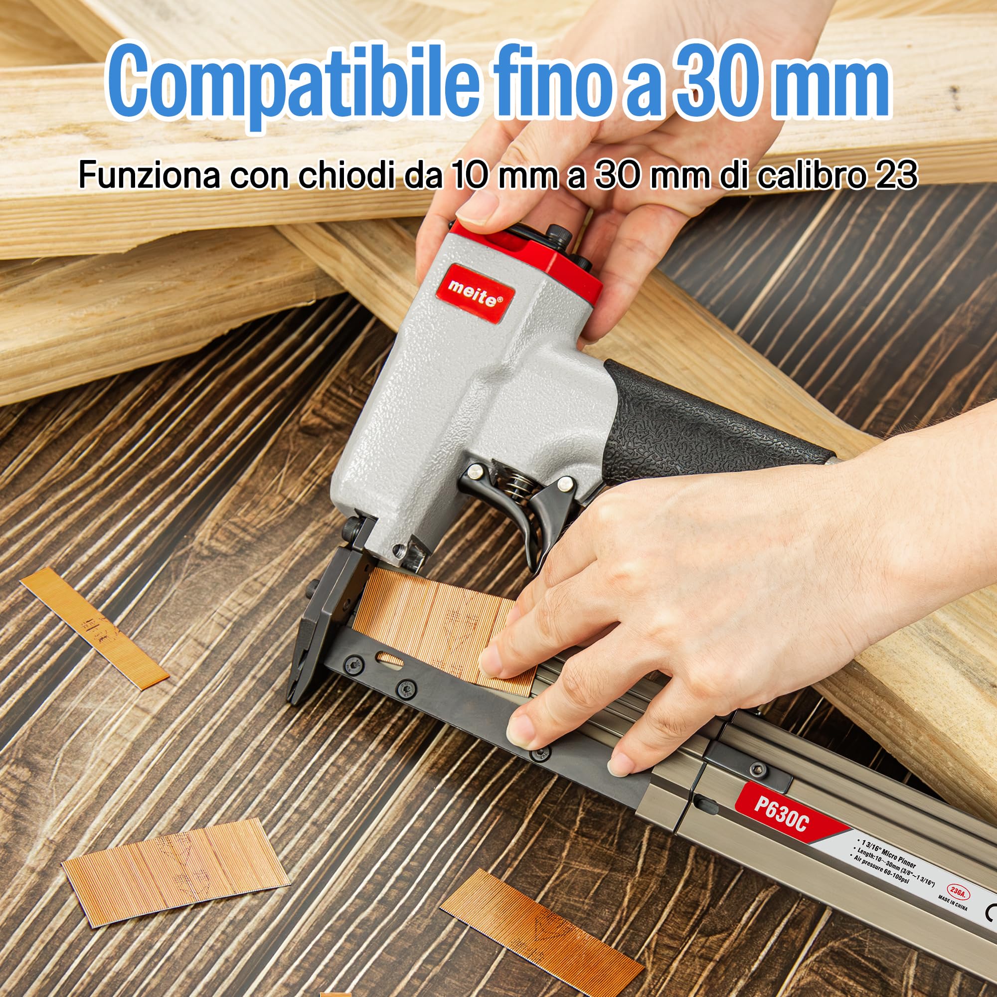 meite P630C 23GA, lunghezza 3/8" a micro pin da 1-3/16"