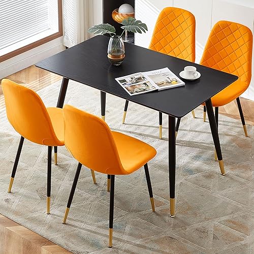 Miniatura 9 de Homedot Juego de 4 sillas de comedor sin brazos, silla moderna para sala de estar, silla lateral con respaldo alto, silla decorativa sin brazos que