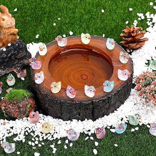 Miniatura 5 de Fuyamp 120 mini patos de resina con purpurina, coloridos patos pequeños, figuras de pato con purpurina en miniatura para manualidades, jardín de