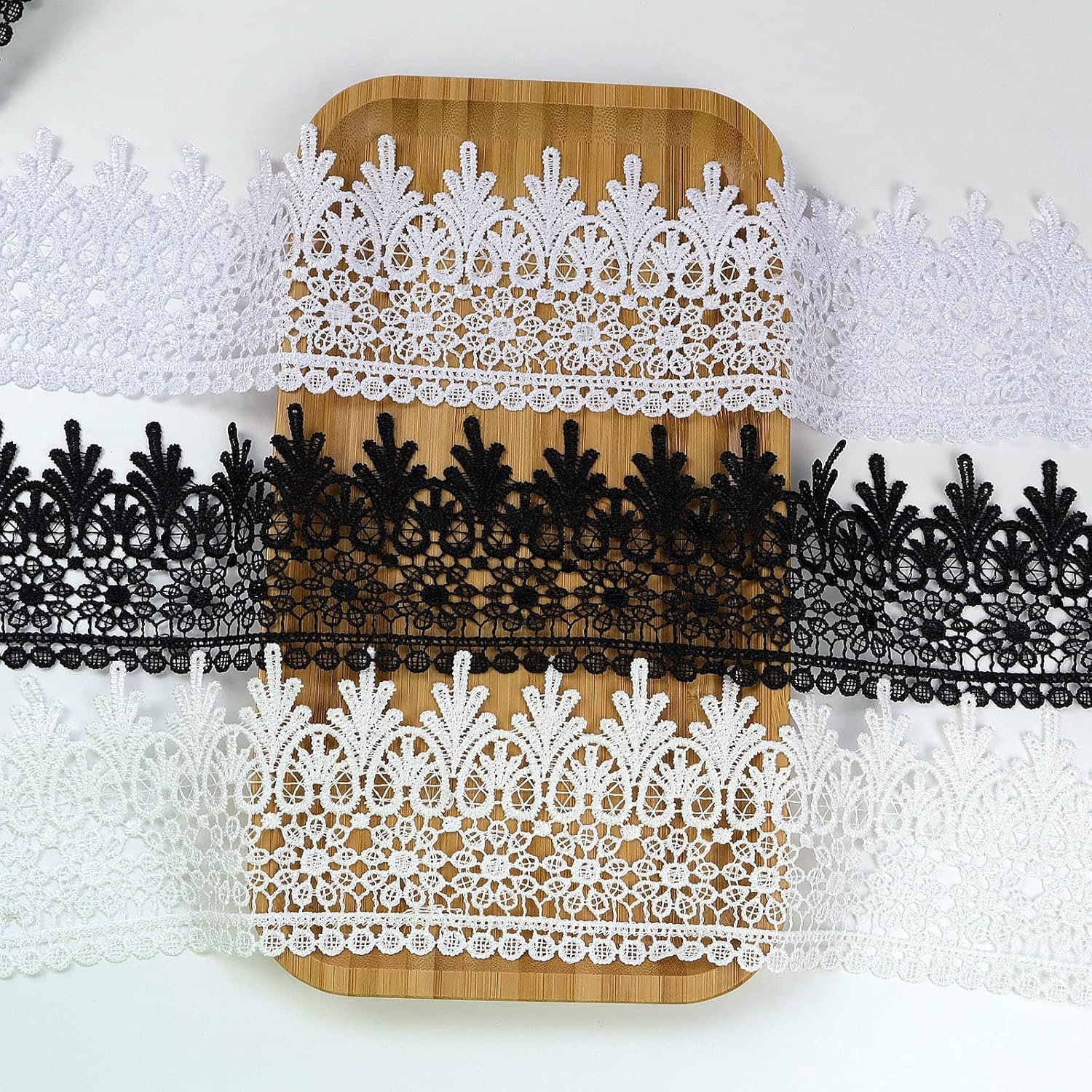 Black Lace Trim 11 Yards Wide Venise Lace Ribbon Embroidered Edge Trim for Sewing DIY Crafts Wedding Applique Home Decor