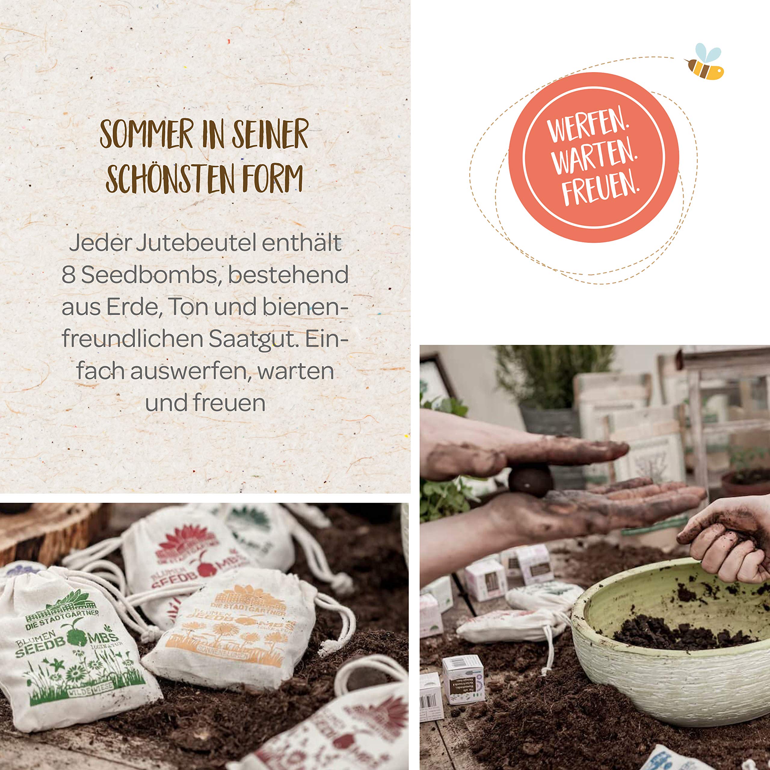Die Stadtgärtner – Seedbombs Komplettpaket I Komplett-Set aus 8 verschiedenen Sorten Samenbomben I 100% ökologisch & mindestens 2 Jahre haltbar I Sichere dir das Vorteils-Set