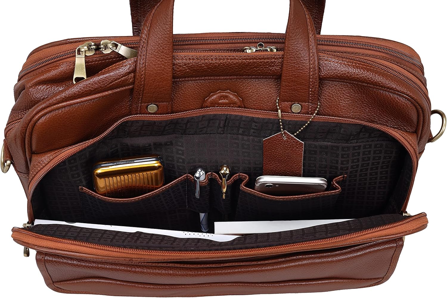 Da leather villa 16 Inch Full Grain Leather briefcases Laptop Messenger Bags for Men and Women Business Bag Satchel Bag