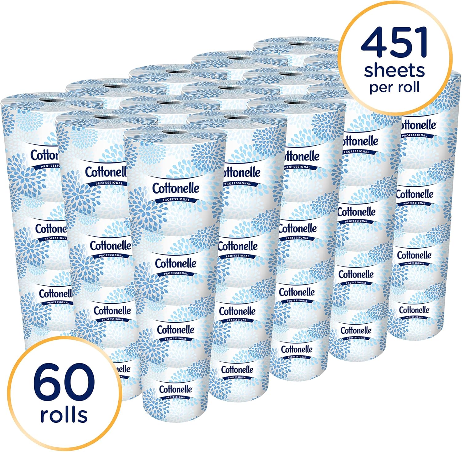 Cottonelle Professional Bulk Toilet Paper for Business (17713), Standard Toilet Paper Rolls, 2-Ply, White, 60 Rolls/Case, 451 Sheets/Roll : Health & Household