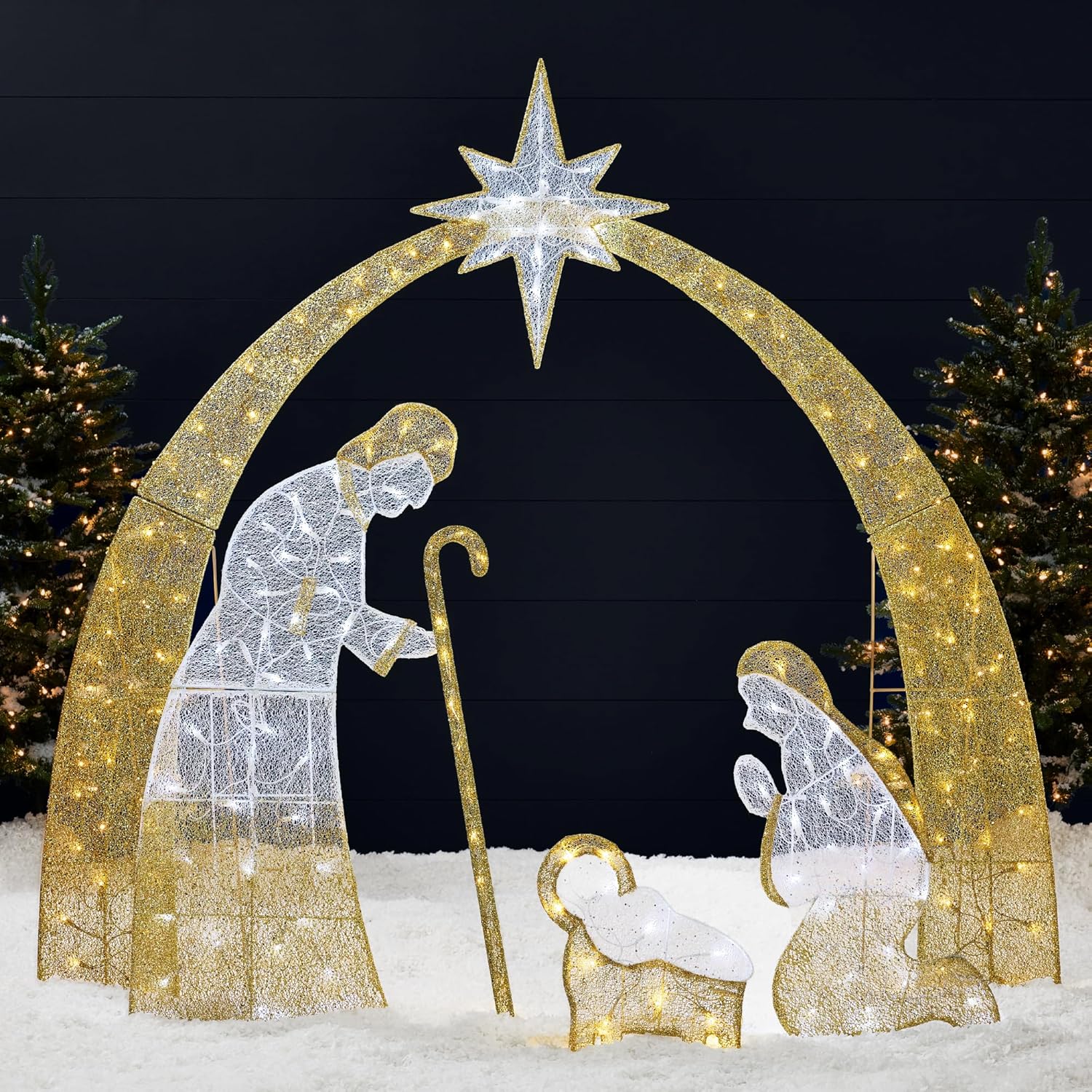 6ft Lighted Outdoor Nativity Scene Arch with Holy Family