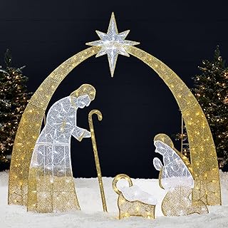 Best Choice Products 6ft Lighted 2D Outdoor Nativity Scene, Christmas Arch Holy Family Yard Decoration w/ 170 LED Lights, Stakes, Zip Ties