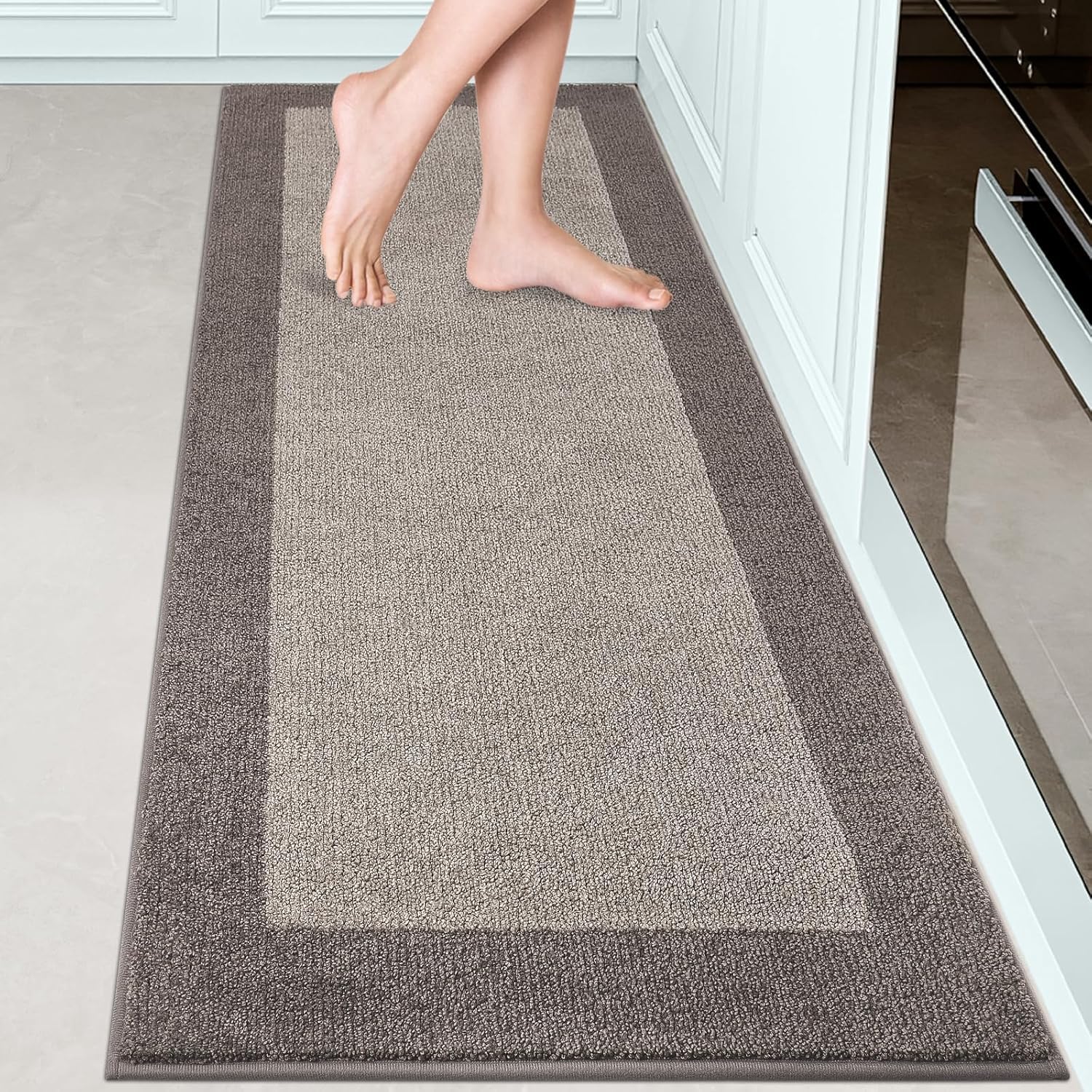 DOMUSTEX Waschbar Teppich Läufer, Eingangsteppich, Schmutzfangmatte Innen, rutschfeste Fussmatte für Küche, Schlafzimmer, Flur