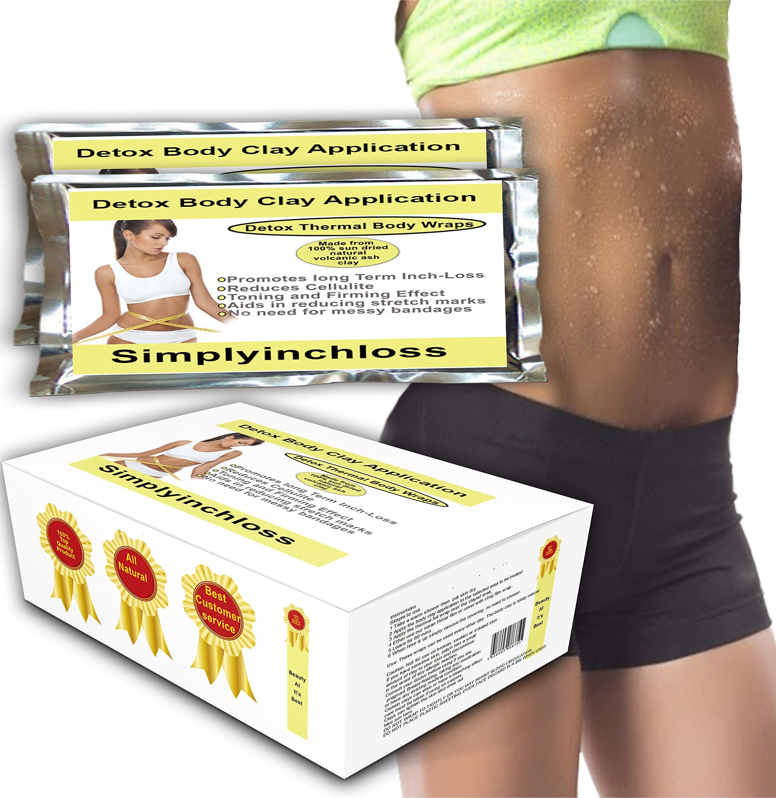 simply inch loss hot deals special offer lipo body wraps 2 clay/mud/cream applications 2 thermal sauna wraps aids in cellulite reduction stretch marks smooths and tones skin