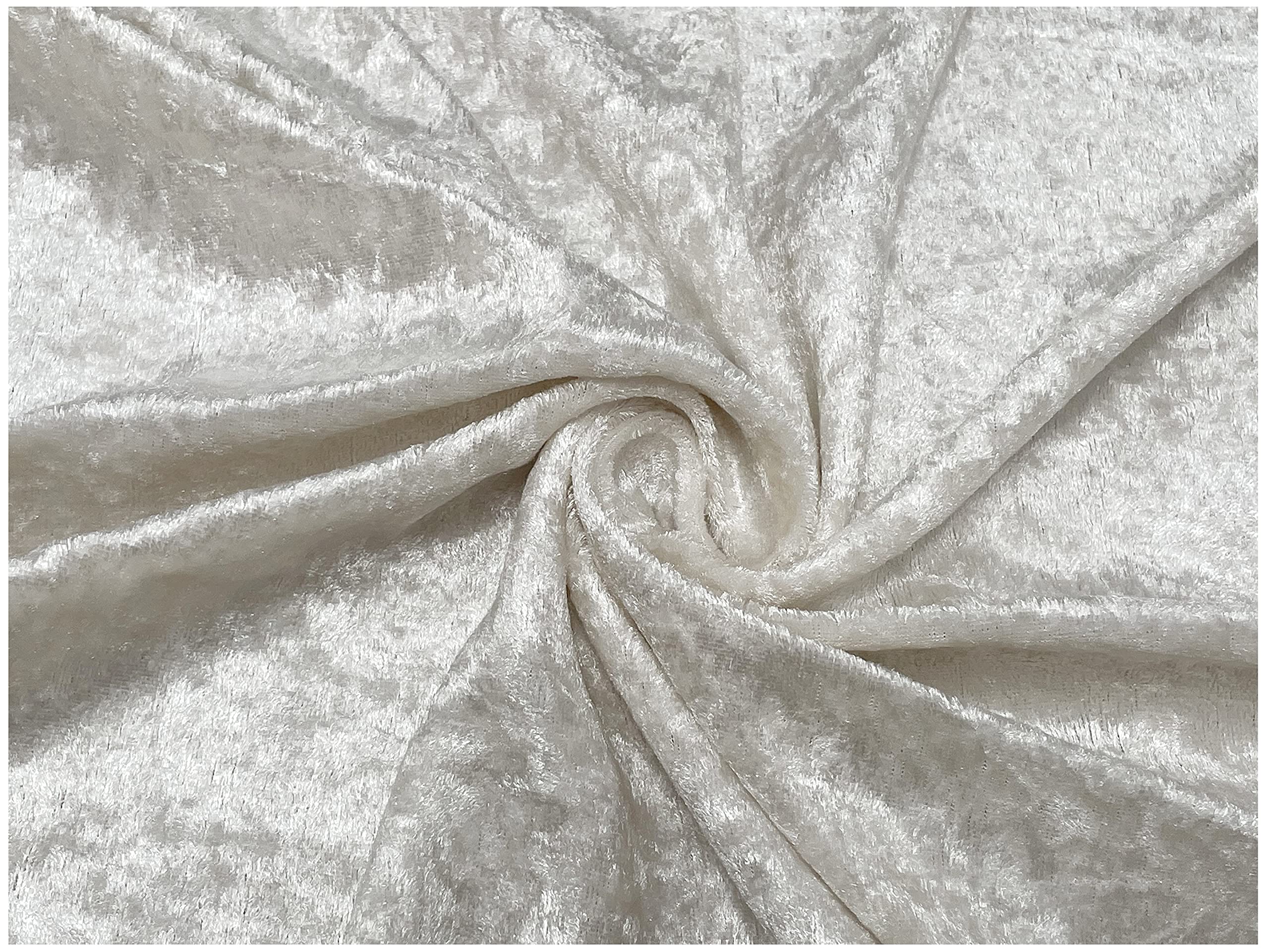 Crushed Velvet Fabric Craft Stretch Velour Material, Soft Furnishing & Craft Velour Fabric, 150cm Wide (Ivory
