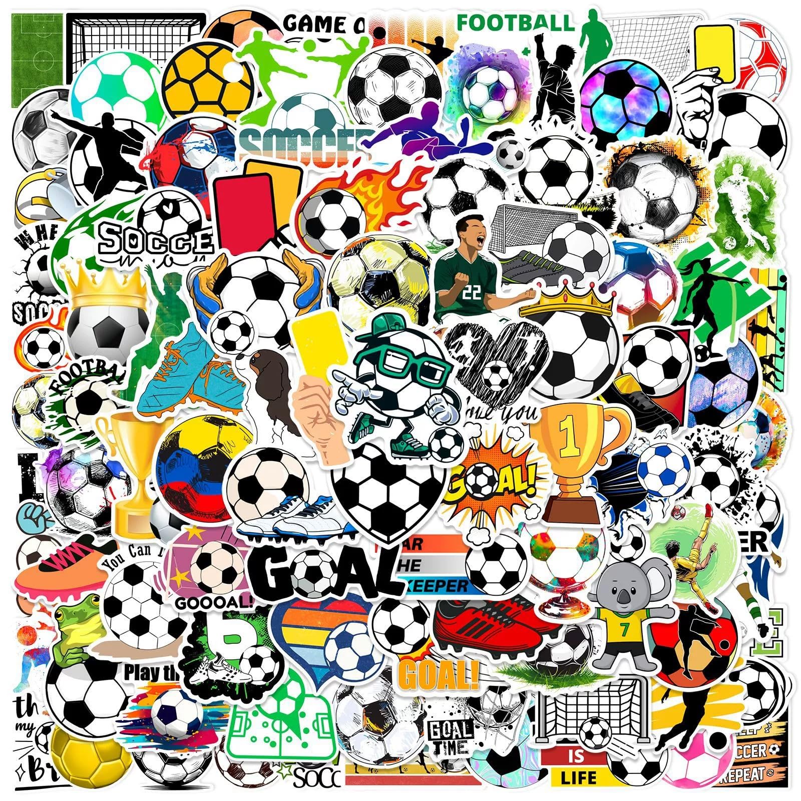 Fußball-Sport Aufkleber für Laptop(100PCS),Geschenk für Kinder Jugendliche Erwachsene Jungen,Football Wasserdicht Vinyl Aufkleber Stickers für Auto,Motorräder Fahrrad Gepäck Scrapbook,Skateboard