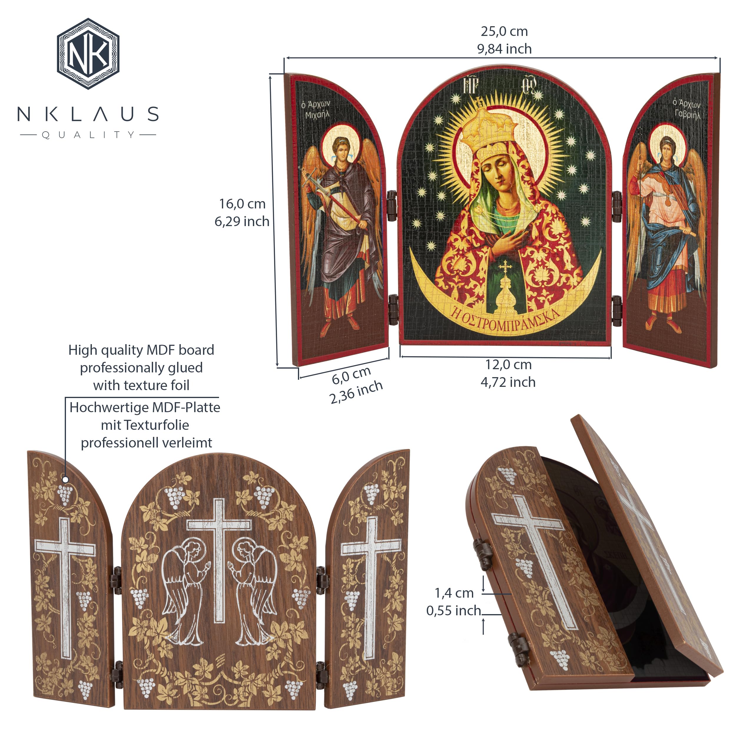 Icône En Bois Mère De Dieu Miséricordieux Ostrobrama - 6x8 Cm, Décoration Religieuse