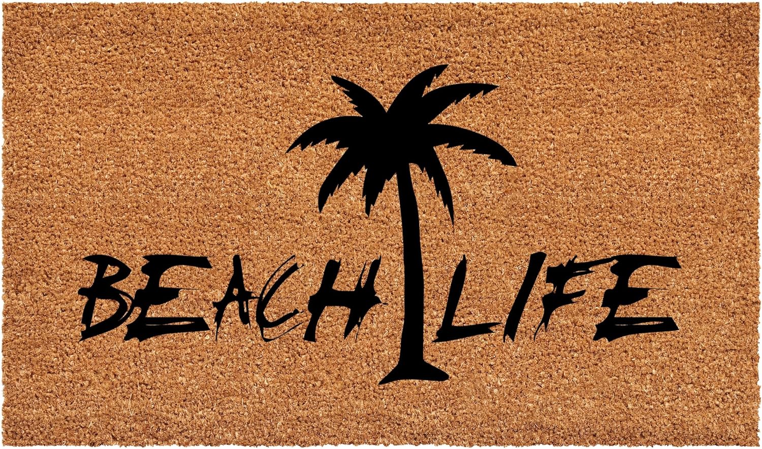 Calloway Mills Beach Life Palm TreeDoormat, (Tan/Black, 17" x 29" x 0.60")