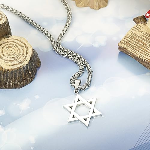 Miniatura 3 de Udalyn Collar con colgante de estrella de David de acero inoxidable joyería judía para hombres y mujeres religiosa 200in