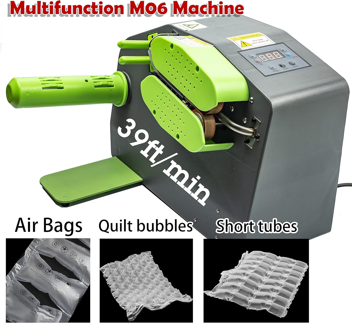 LDS High Speed 39Ft/Min max Air Cushion Machine Air Pillow Maker Air Bags Packing Machine Air Cushion max Heating Up Fastly in 30 Seconds M06 （D10）