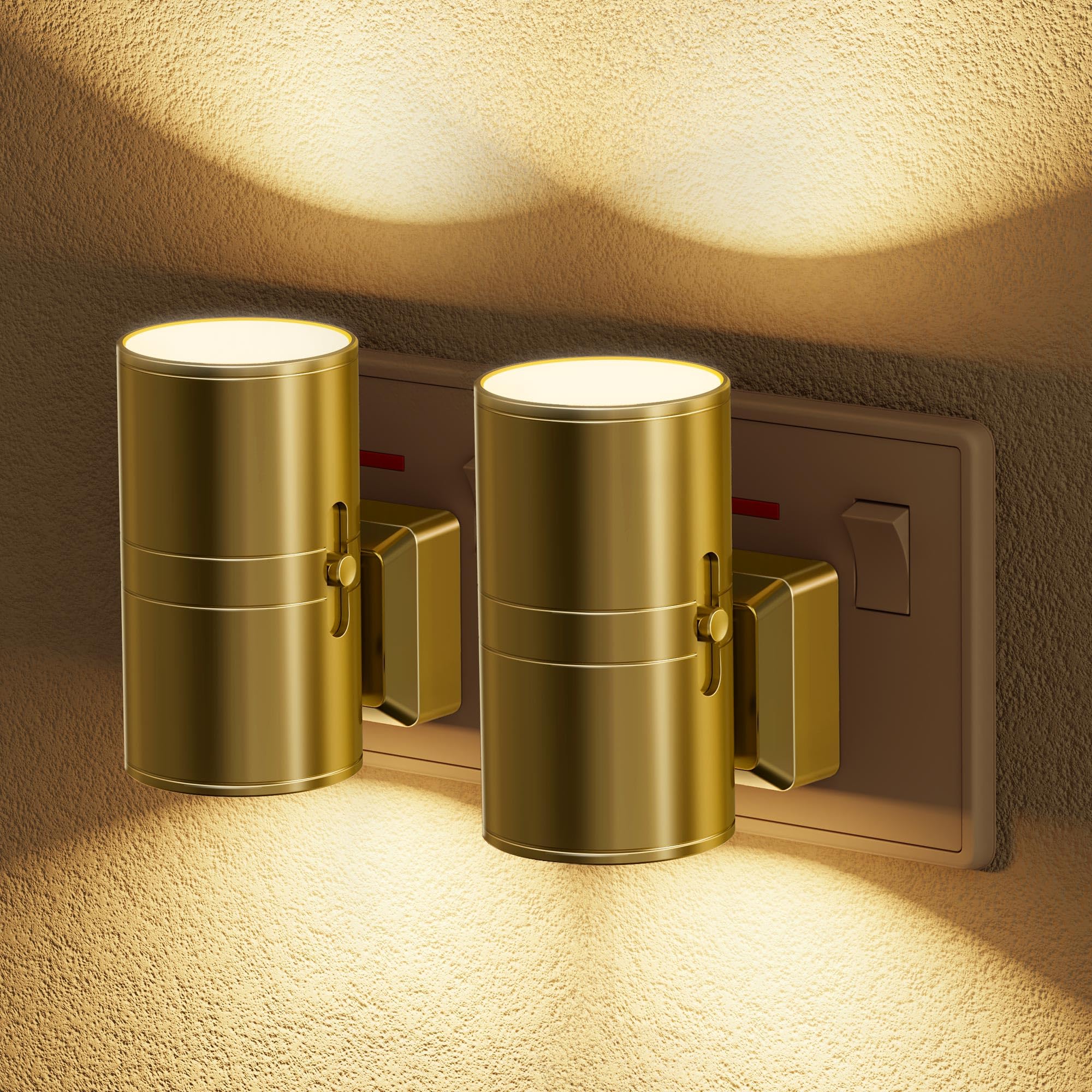 JandCase Night Light, 2 Pack Night Light Plug in Wall with Dusk to Dawn Sensor, Dimmable Nightlight 0-100LM, 3000K Soft White, Plug in Nightlight for Hallway, Bathroom, Bedroom
