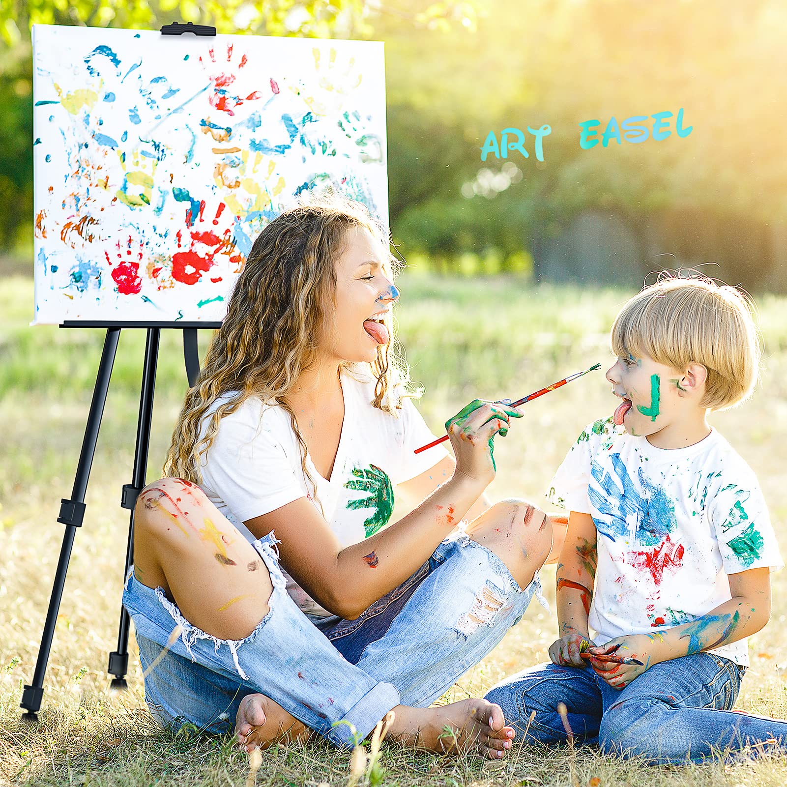 Lightweight Aluminum Easel Stand Adjustable Art Easel Portable Stand Up Drawing Easels Standing for Painting