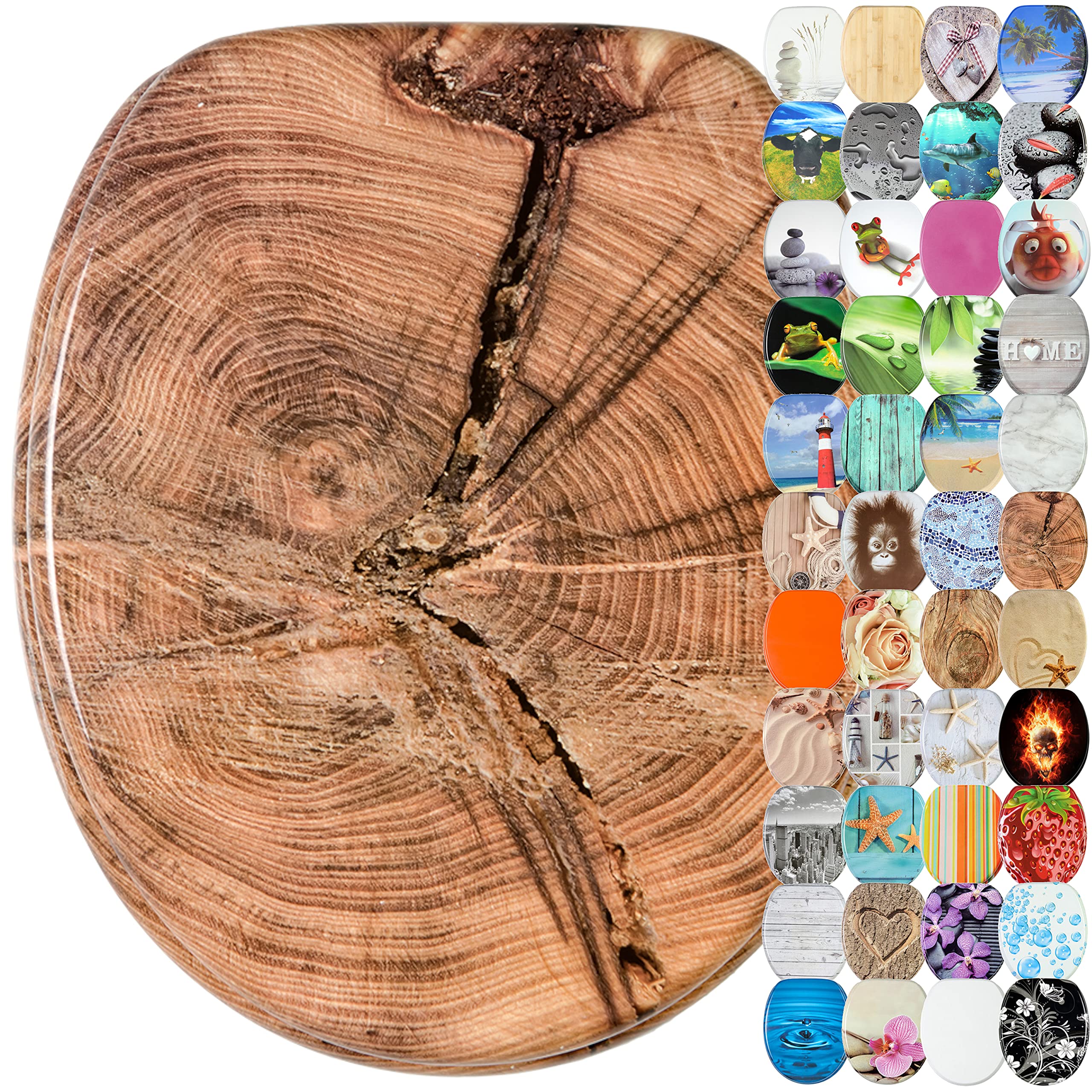 Sanilo Toilet Seat, Wide Choice of Beautiful Toilet Seats, Stable Hinges, Easy to Mount (Old Tree) — image 1
