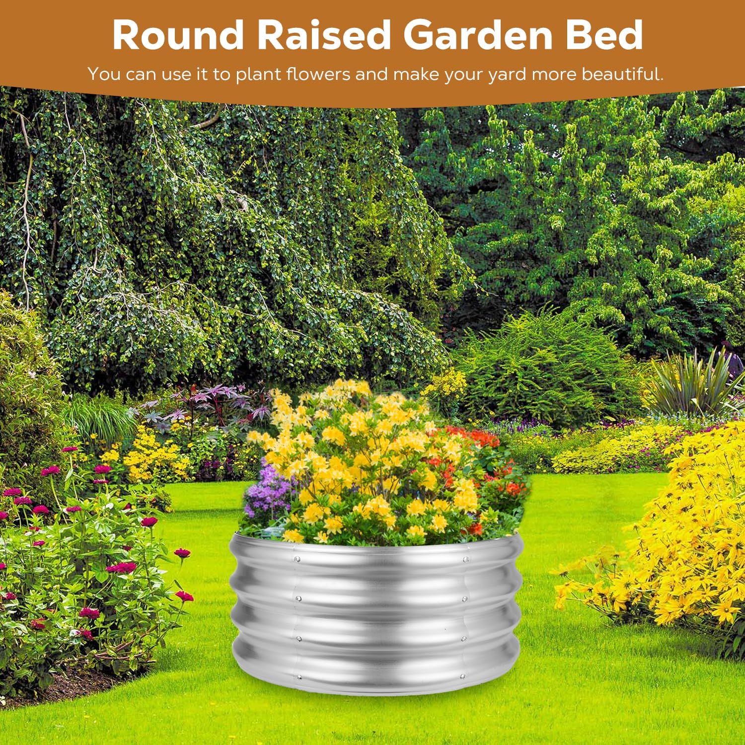 24 Inch Round Galvanized Fire Pit Ring, Silver Round Galvanized Fire Ring, 2 Feet Diameter Fire Pit, Outdoor Pits for Backyard, Camping, Bonfire