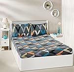 Amazon Brand – Solimo Polyester Kaleidoscope Siesta Double Bedsheet with 2 Pillow Cover, Multicolor, 120 GSM, 144 Tc