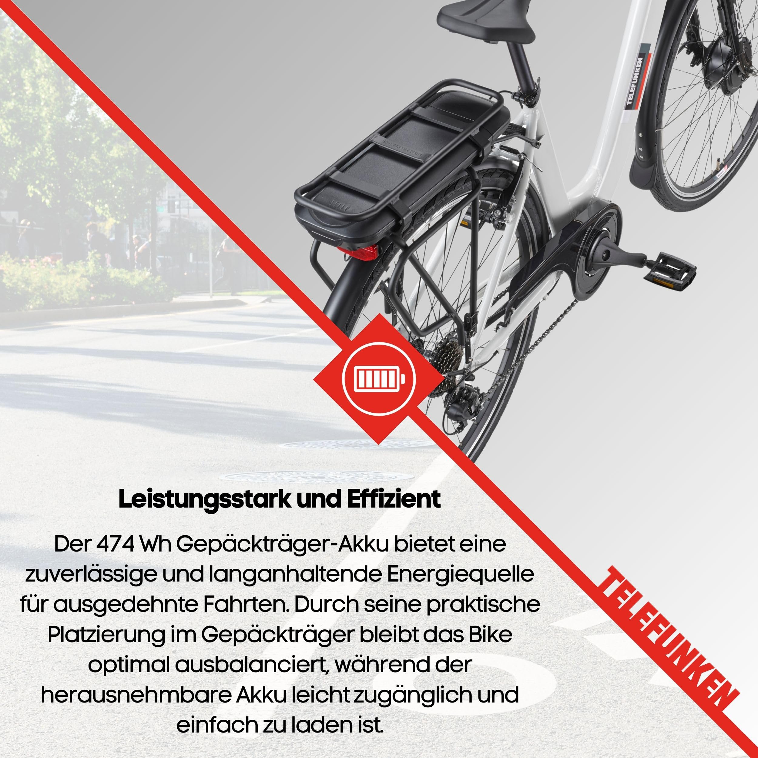 TELEFUNKEN E-Bike Damen 28 Zoll | Elektrofahrrad Frontmotor | 7-Gang Shimano Kettenschaltung | V-Bremsen - Pedelec Citybike | RC826 Multitalent | inkl. Panzerkabelschloss