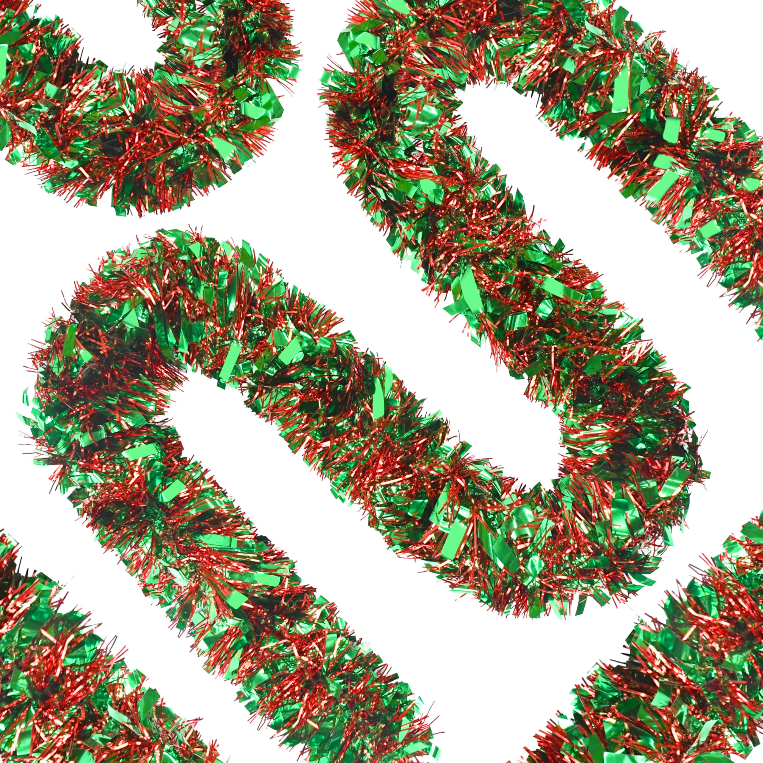 70 Ft Christmas Tinsel Garland Metallic Tinsel Twist Garland Glitter Christmas Tree Hanging Decorations New Year Party Birthday Holiday Indoor Outdoor Supplies (Red Green)