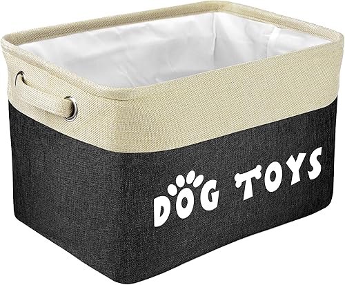 PET ARTIST Cesta de juguetes para perros, caja plegable para juguetes para perros con asas cómodas, organizador grande de almacenamiento de juguetes