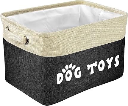 PET ARTIST Dog Toy Basket, Large Collapsible, Black, M 15"x11"x9"
