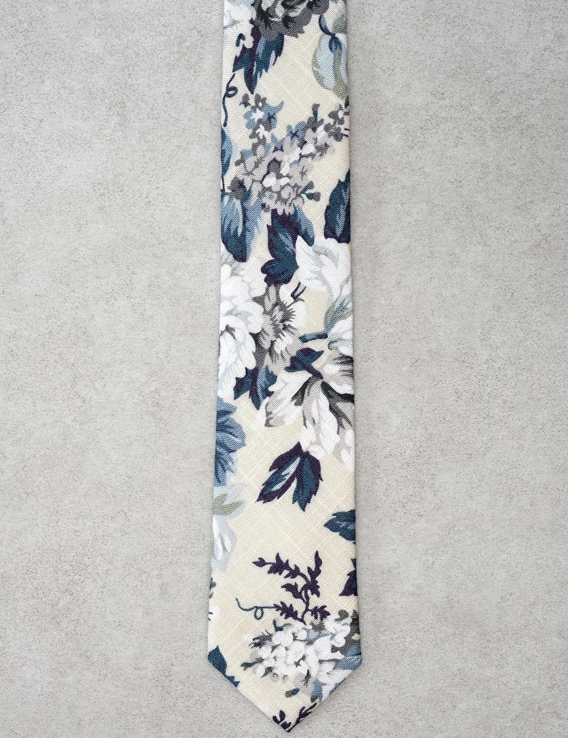 Mens Casual Skinny Floral Tie Combo Set with Flower Pocket Square 2½" Cotton Necktie Hand Made - Image 5