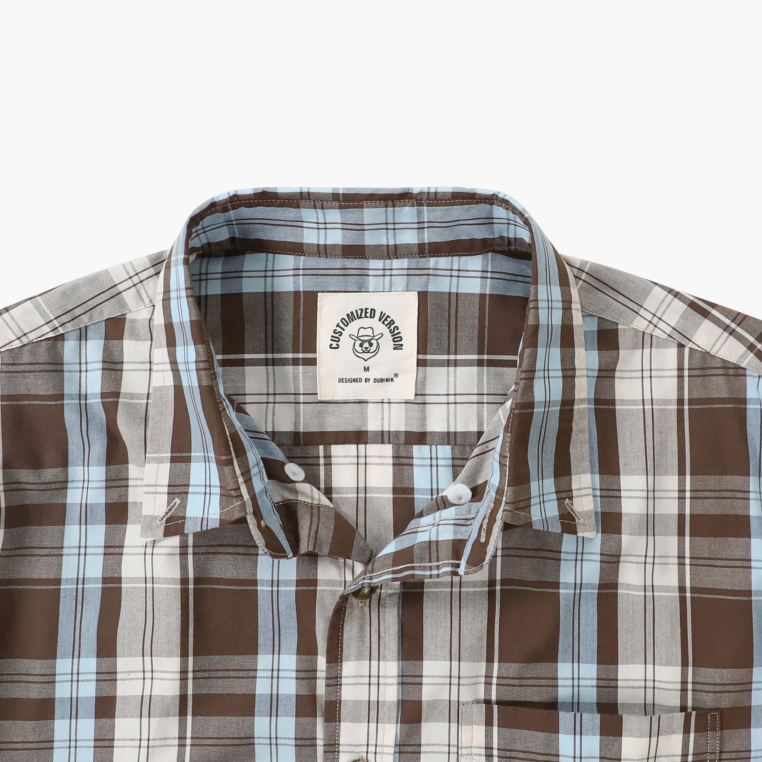 Dubinik® Camicia Quadri Uomo Casual Leggero Botton Down Regular Fit con Taschini