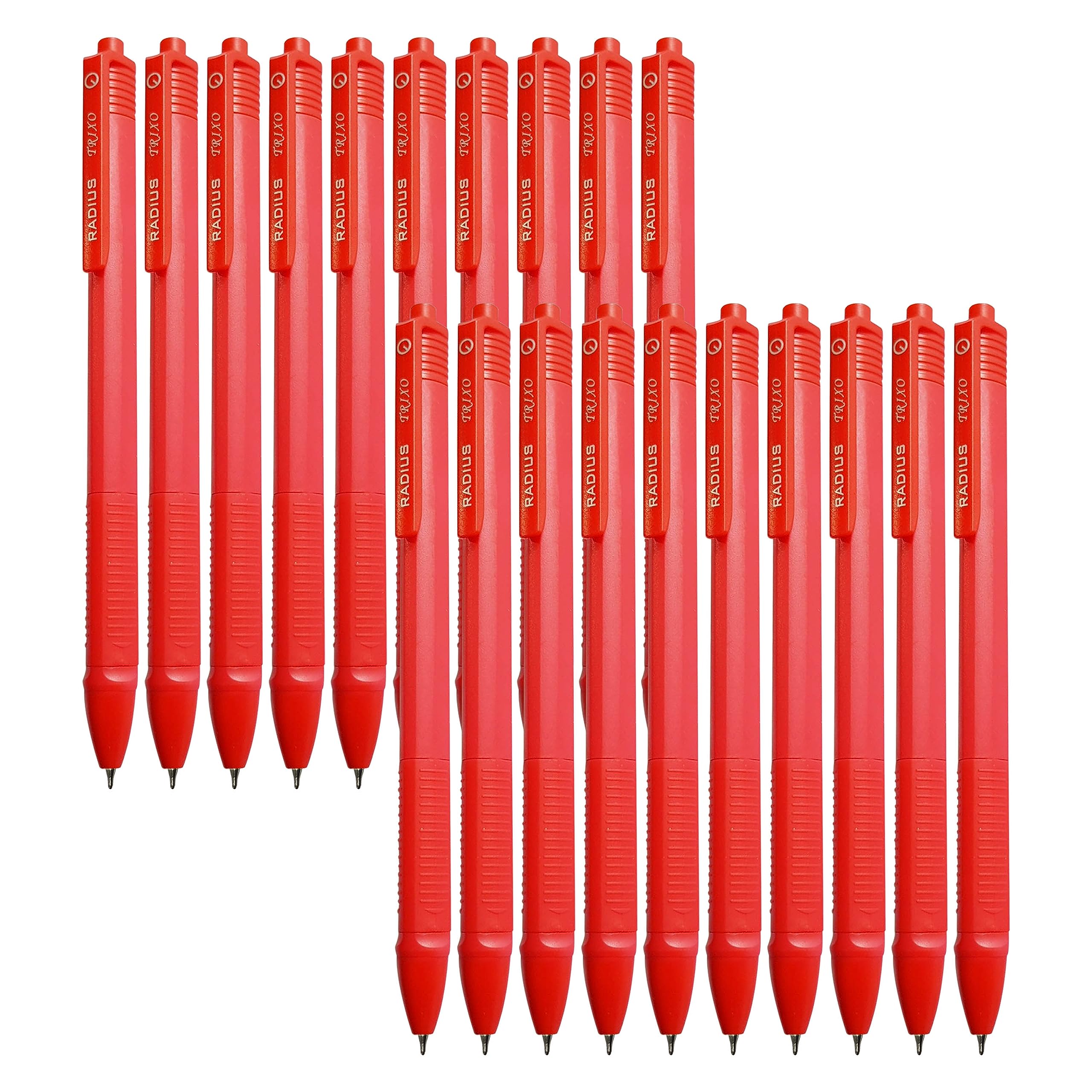 Back2School RADClic Retractable Ballpoint Pens, RED, Pack of 50, Fine Point (0.7mm), Triangular Comfort Grip Ball Pens, Perfect for School Home Office Use Pens