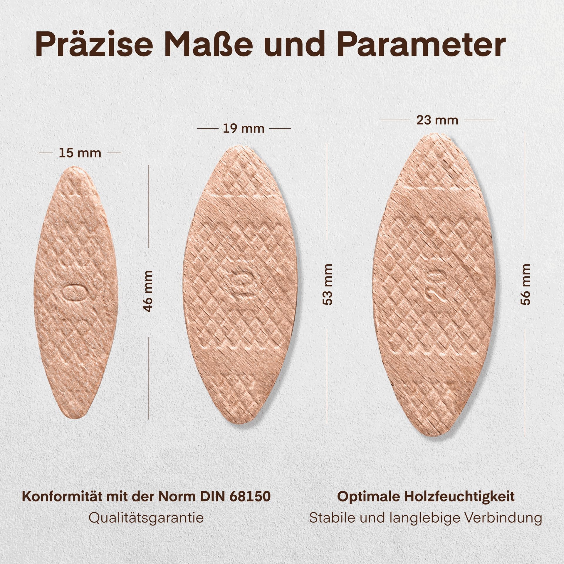 SOLID 500 Stück Flachdübel Holzdübel Größe 20 Kompatibel Mit Dübelfräse Lamellofräse Verbindungsplättchen aus Buche Dübel Wie Lamello Holz Buchenholz Verbindungen