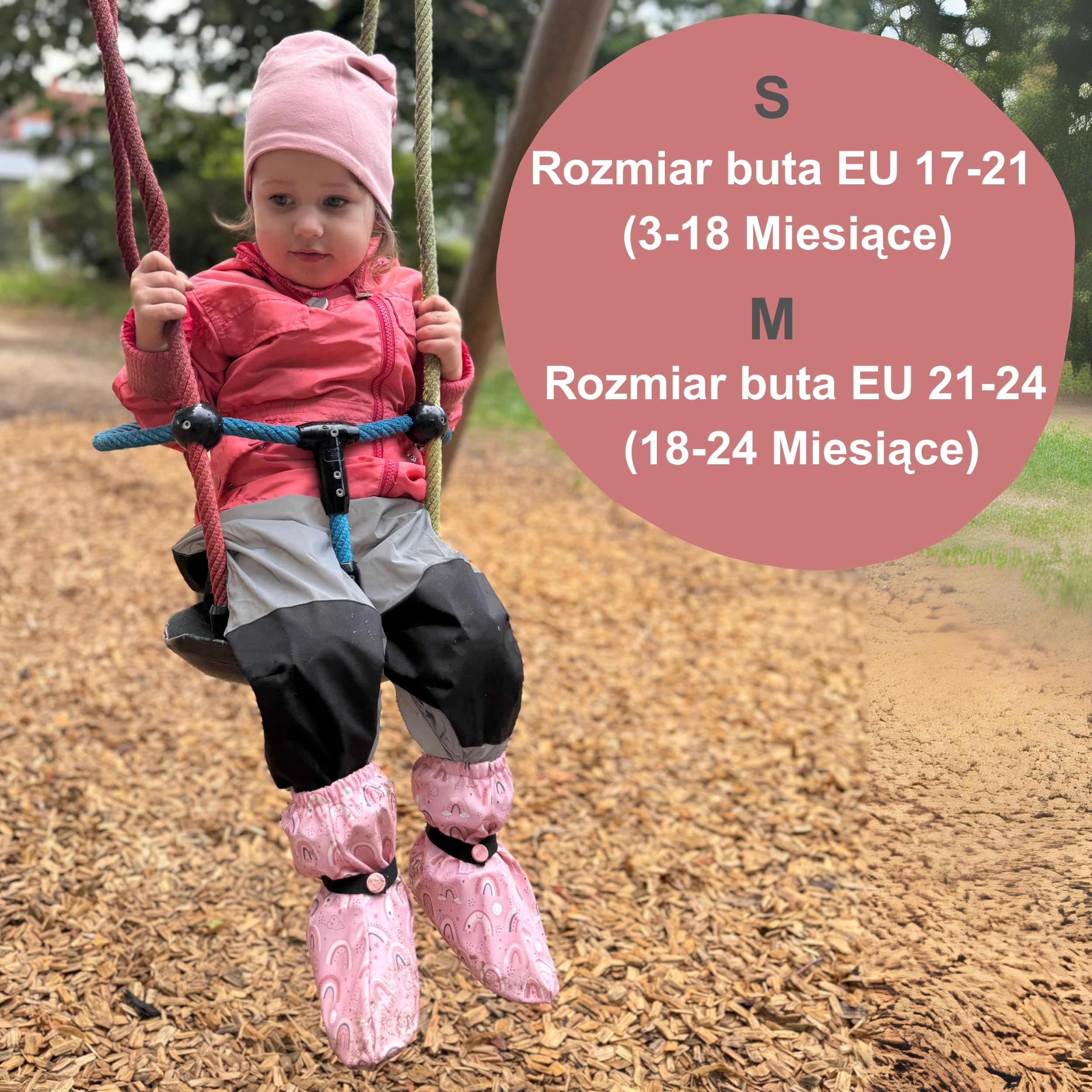HECKBO Kalosze dziecięce bez polarowej podszewki - Różowa tęcza - 2 rozmiary - od 6 do 24 miesięcy - unisex kalosze dla dziewczynek i chłopców