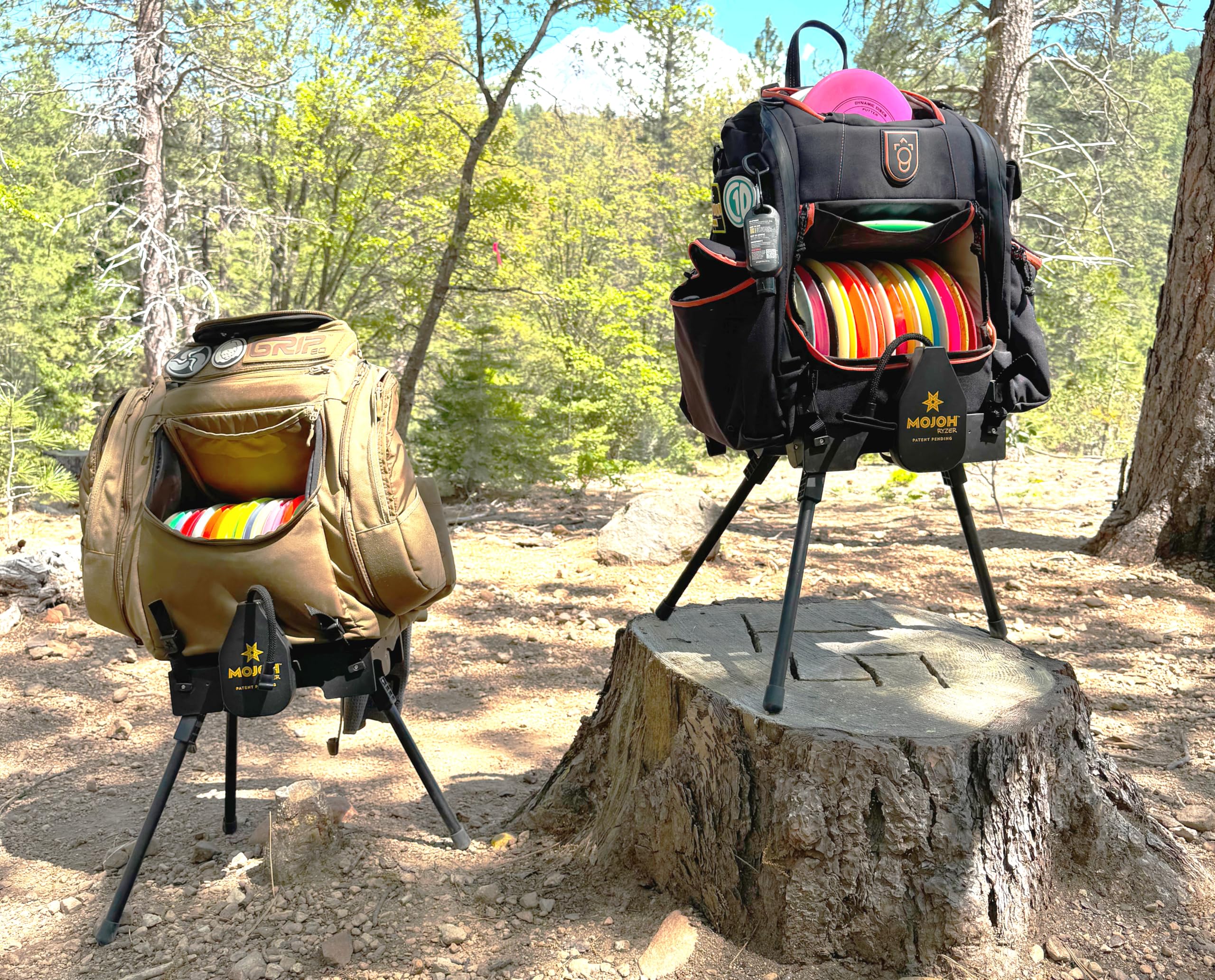 Mojoh Ryzer Disc Golf Bag Stand - Lightweight, Back Saving Disc Golf Bag for Squatch, Grip EQ, Dynamic Discs, Prodigy - Best Accessory for Disc Golfer