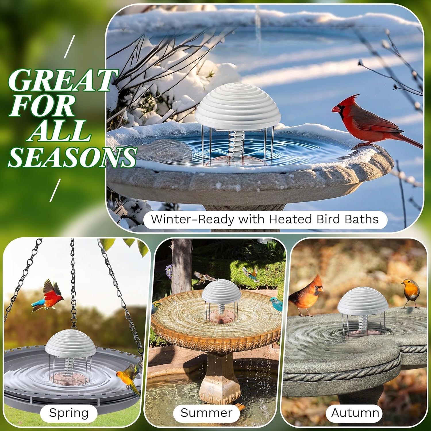 Hohean Bird Bath Water Circulator with 99.99% Pure Copper Disk, Battery Powered Birdbath Water Agitator for Safe, Clean Outdoor Birdbaths, Quiet & Waterproof All Season Use