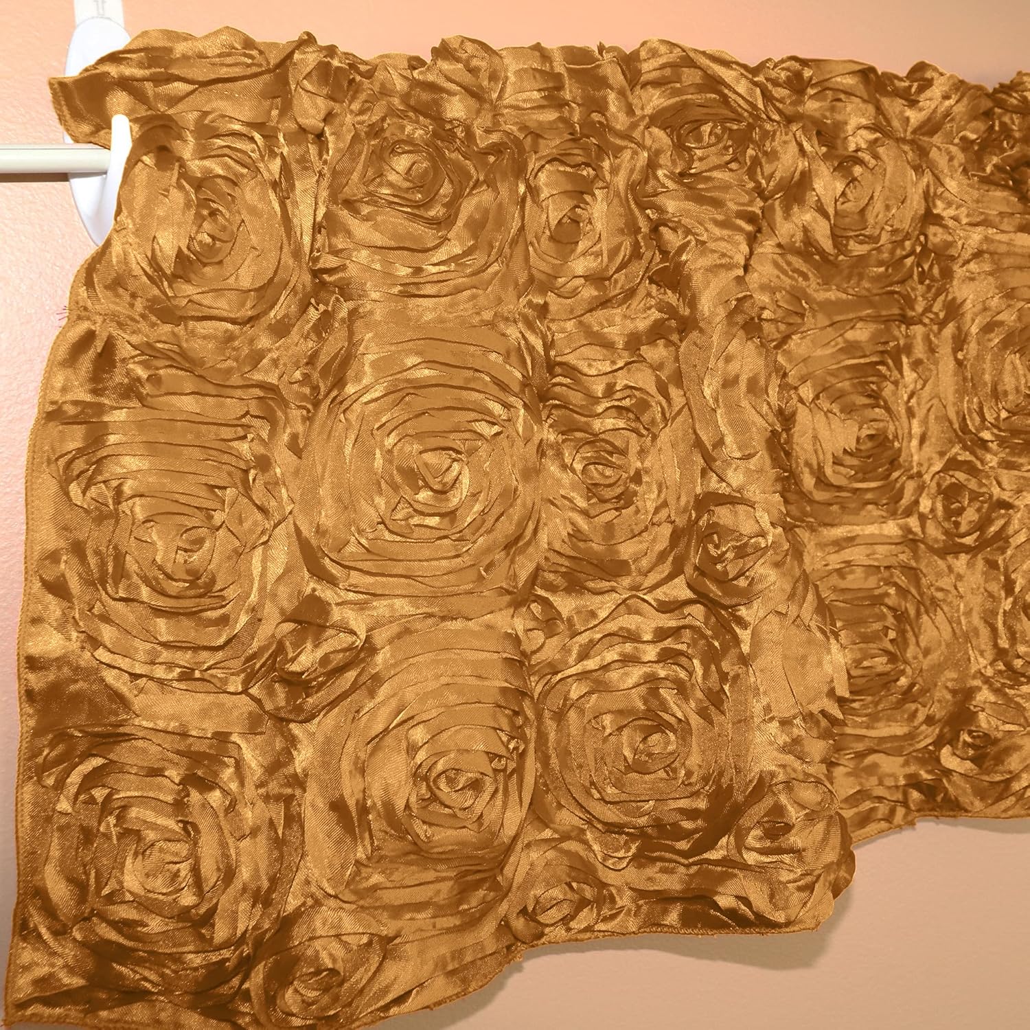Zen Creative Designs 3D Rosette Window Valance Home Décor Bedroom Nursery Kitchen Window (58" Wide x 20" Long, Gold)
