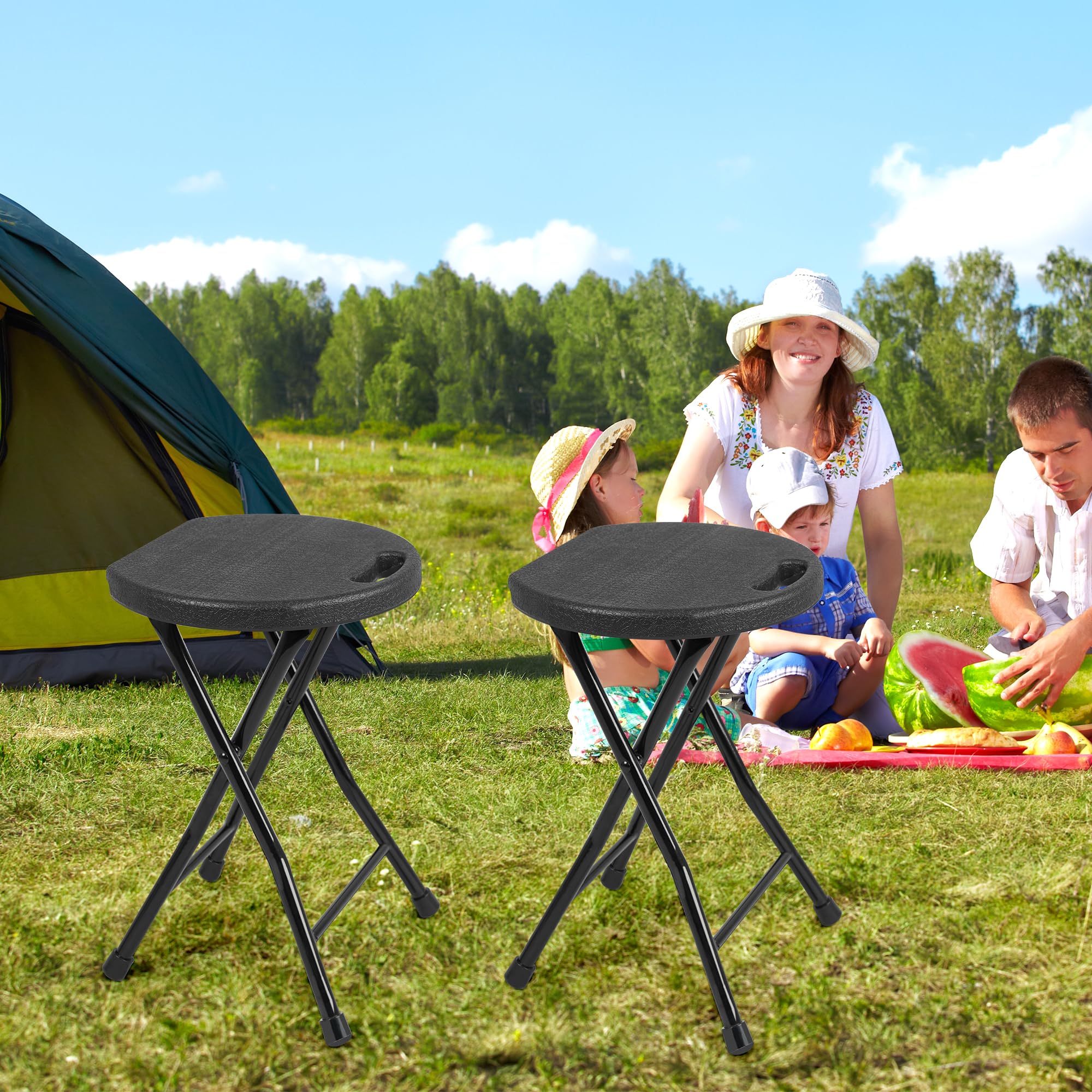 Tabouret pliant de qualité supérieure - Charge maximale : 250 kg - Tabouret pliable portable avec poignée de transport - Tabouret léger et durable avec pieds antidérapants - Pour jardin, intérieur