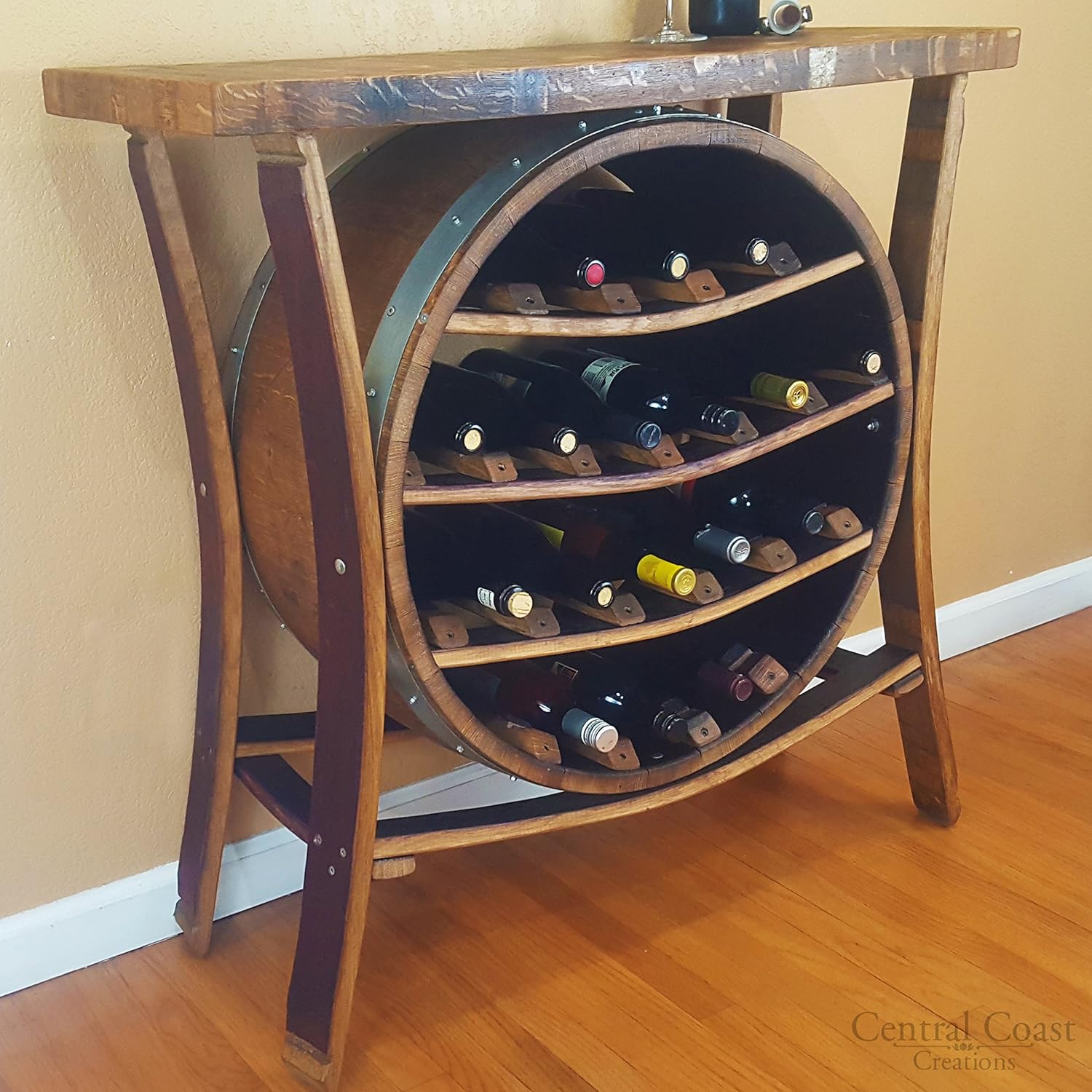 17 Bottle Wine Barrel Rack - Handcrafted Wine Furniture