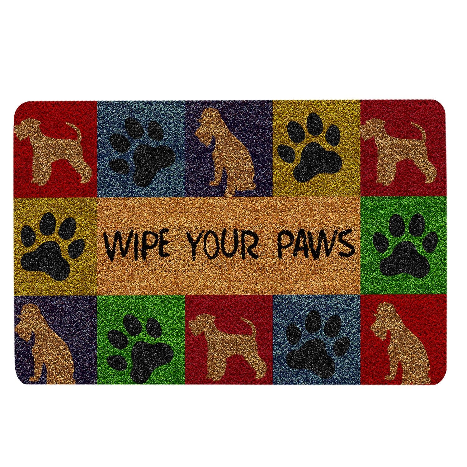 Schnauzer Felpudo Schnauzer Wipe Your Paws Colorido Patrón Amante de los Perros Regalo Bienvenida Tapetes Antideslizantes Divertido Felpudo Baño Cocina Porche Delantero Alfombras Entrada 40 x 60 cm