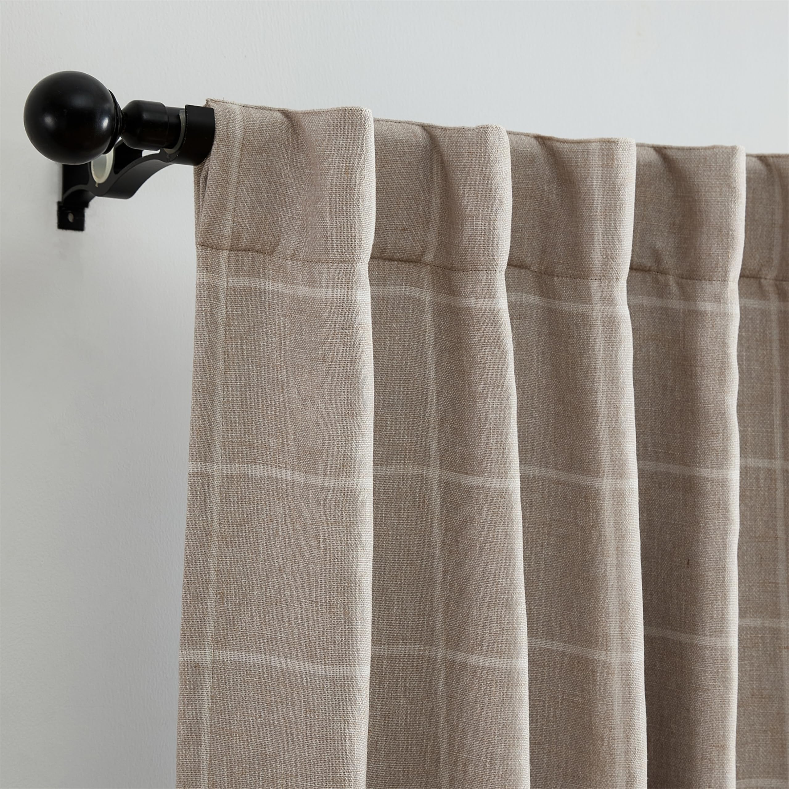 Elrene Home Fashions Sawyer Rideau de fenêtre occultant à Carreaux avec Passe-Tringle/Pattes arrière pour Salon, Chambre à Coucher, Bureau, 132,1 x 241,3 cm, Lin