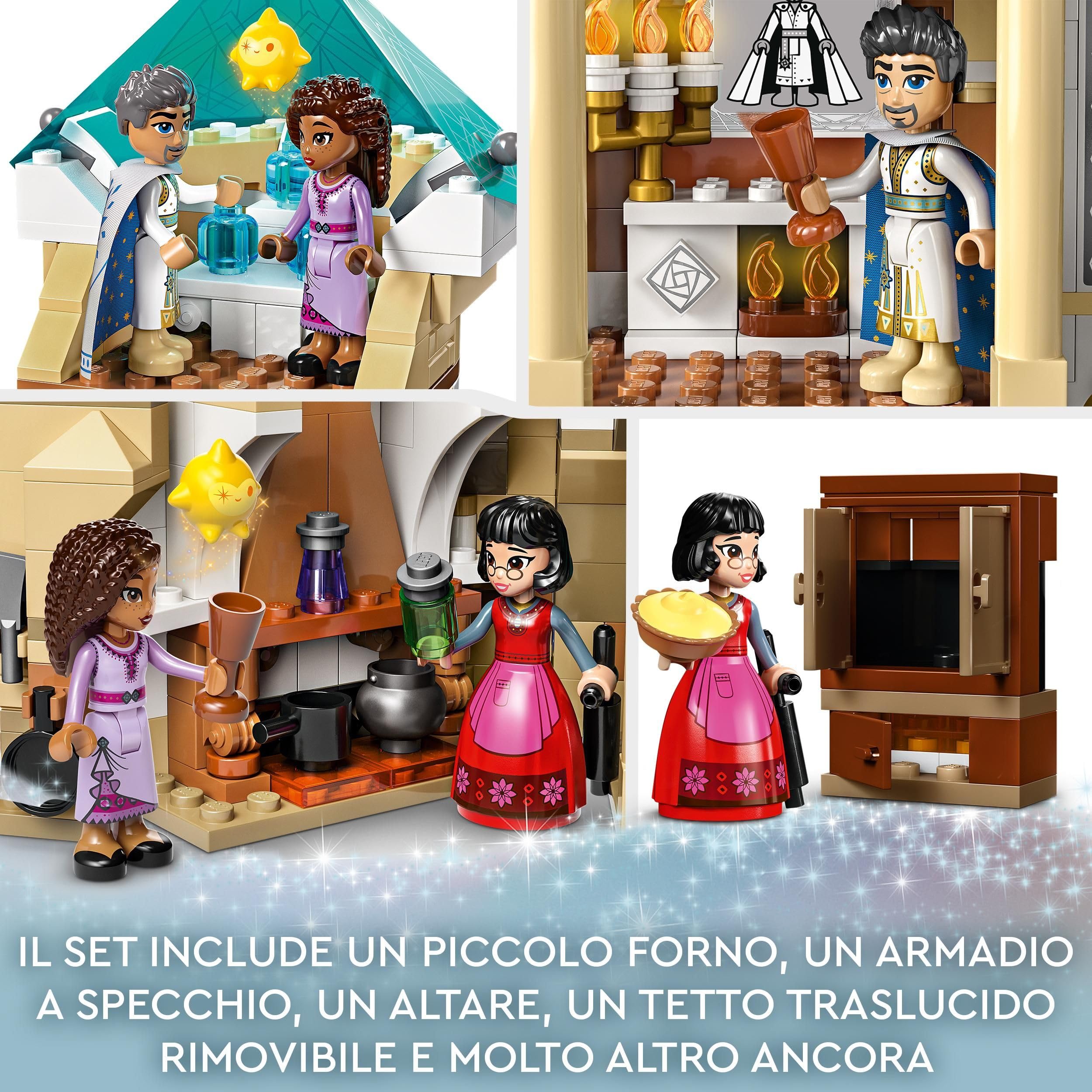 LEGO Disney Wish Il Castello di Re Magnifico, Gioco da Costruire dal Film Wish con le Mini Bamboline di Asha, Dahlia e Re Magnifico più la Figura di Star, Regalo di Natale per Bambine e Bambini 43224