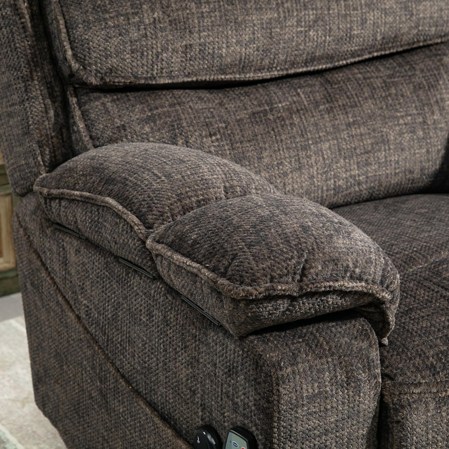 Power Lift Recliner Chair Oversized with Extended Footrest for Elderly Big Tall Man 27'' Wide 8 Nodes Massage and Heat Recliner Chair for Living Room with Cup Holder and Armrest Storage