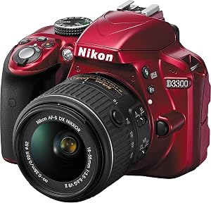 Nikon D3300 24.2 MP CMOS Digital SLR with AF-S DX NIKKOR 18-55mm f/3.5-5.6G VR II Zoom Lens (Red)