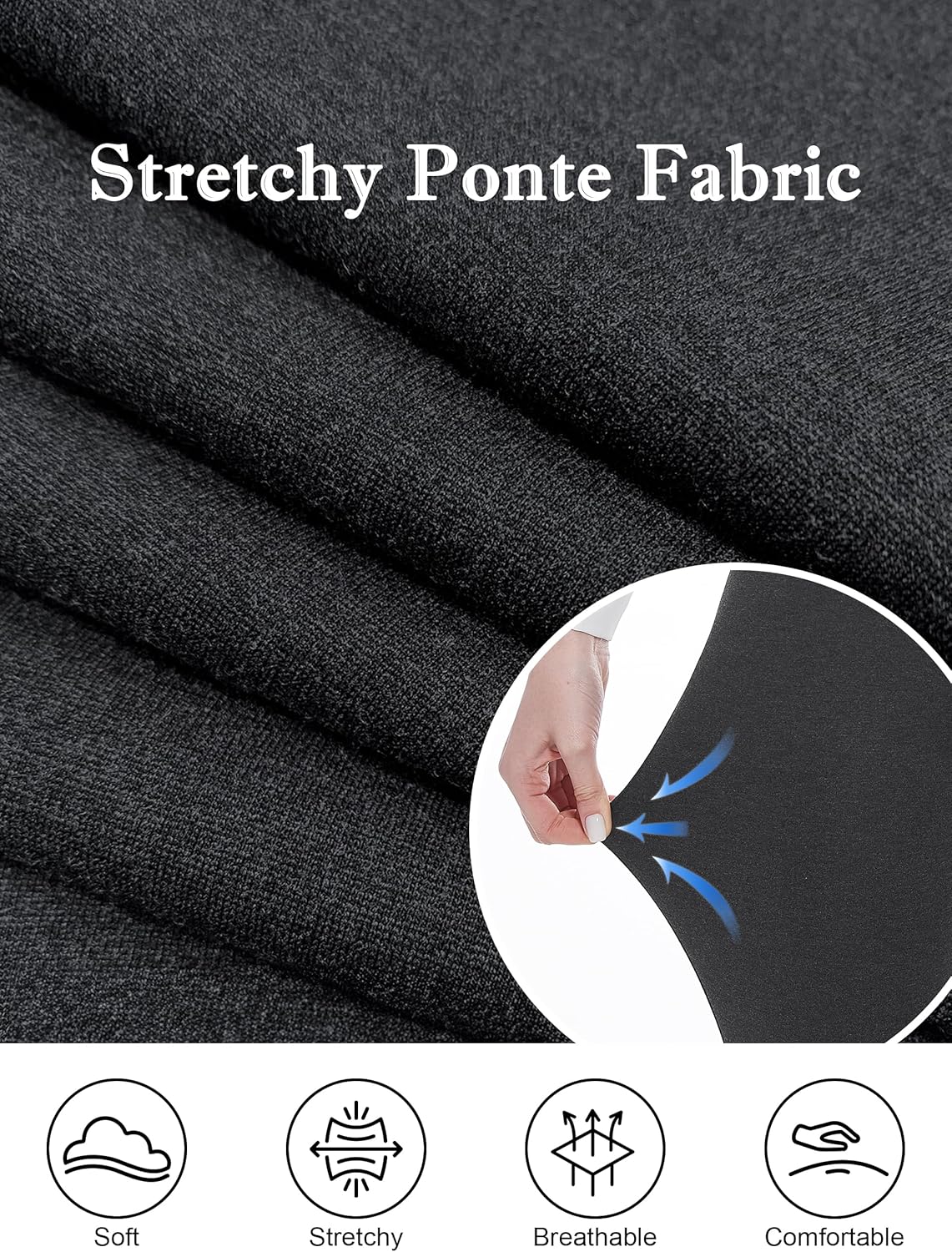 Tapata Womens Pencil Skirts Stretch Office Work Skirt Knee Length High Waist Midi Ponte Bodycon for Business Casual - Image 4