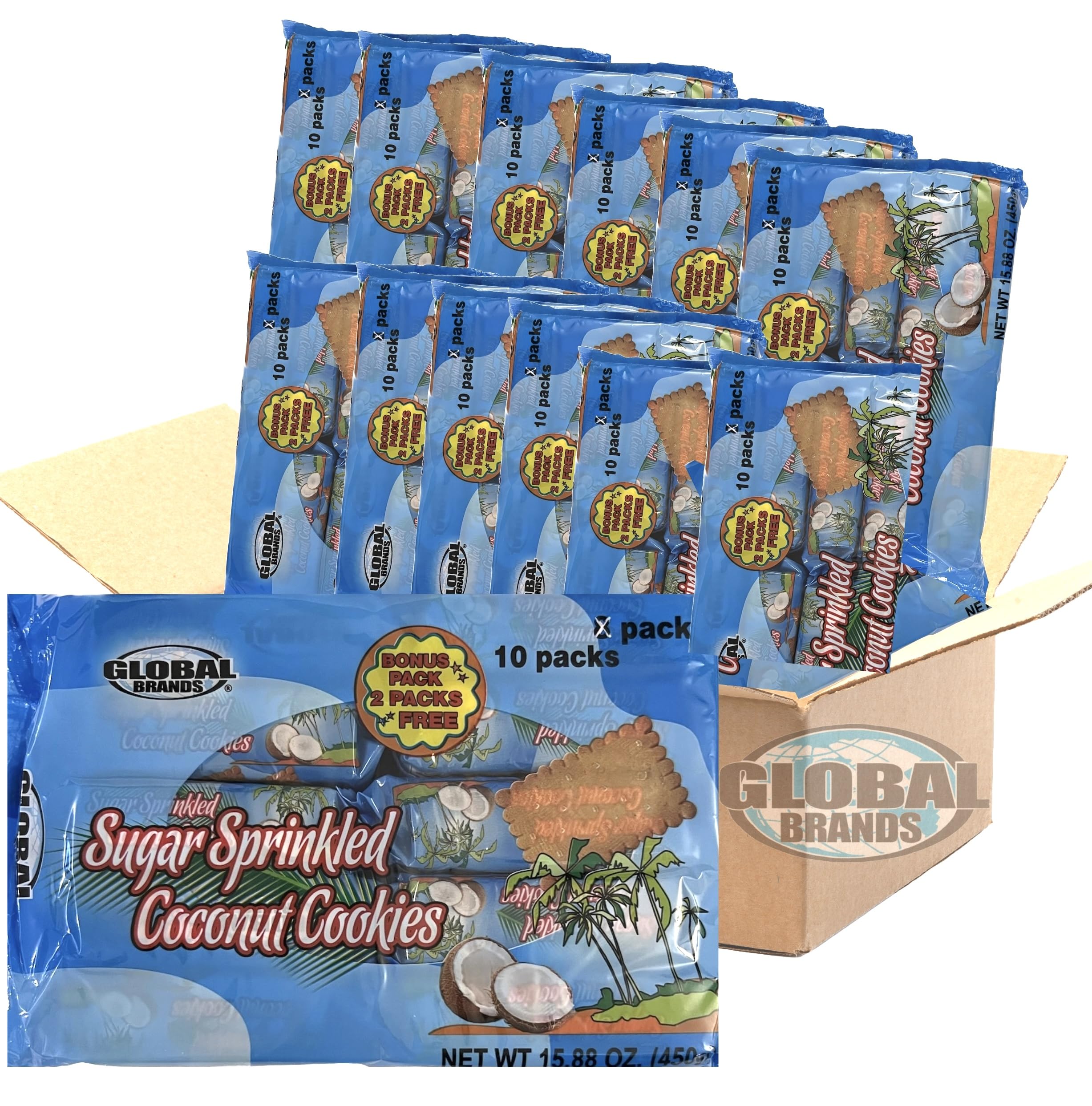 Global Brands' Original Sugar Sprinkled Coconut Cookies, Pack of 12