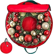 HOLDN’ STORAGE Premium Wreath Storage Bag - Durable Material - Waterproof - Heavy-duty Christmas Storage Container for Xmas Wreath with Dual Zipper Closure, Tear-proof, 48"W x 8"D - Red