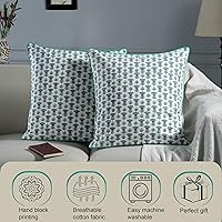 Vista 5 de Ridhi Juego de 2 fundas de almohada modernas de algodón decorativas para sillón, sofá, cama, sala de estar, decoración primaveral del hogar, 16 x 16