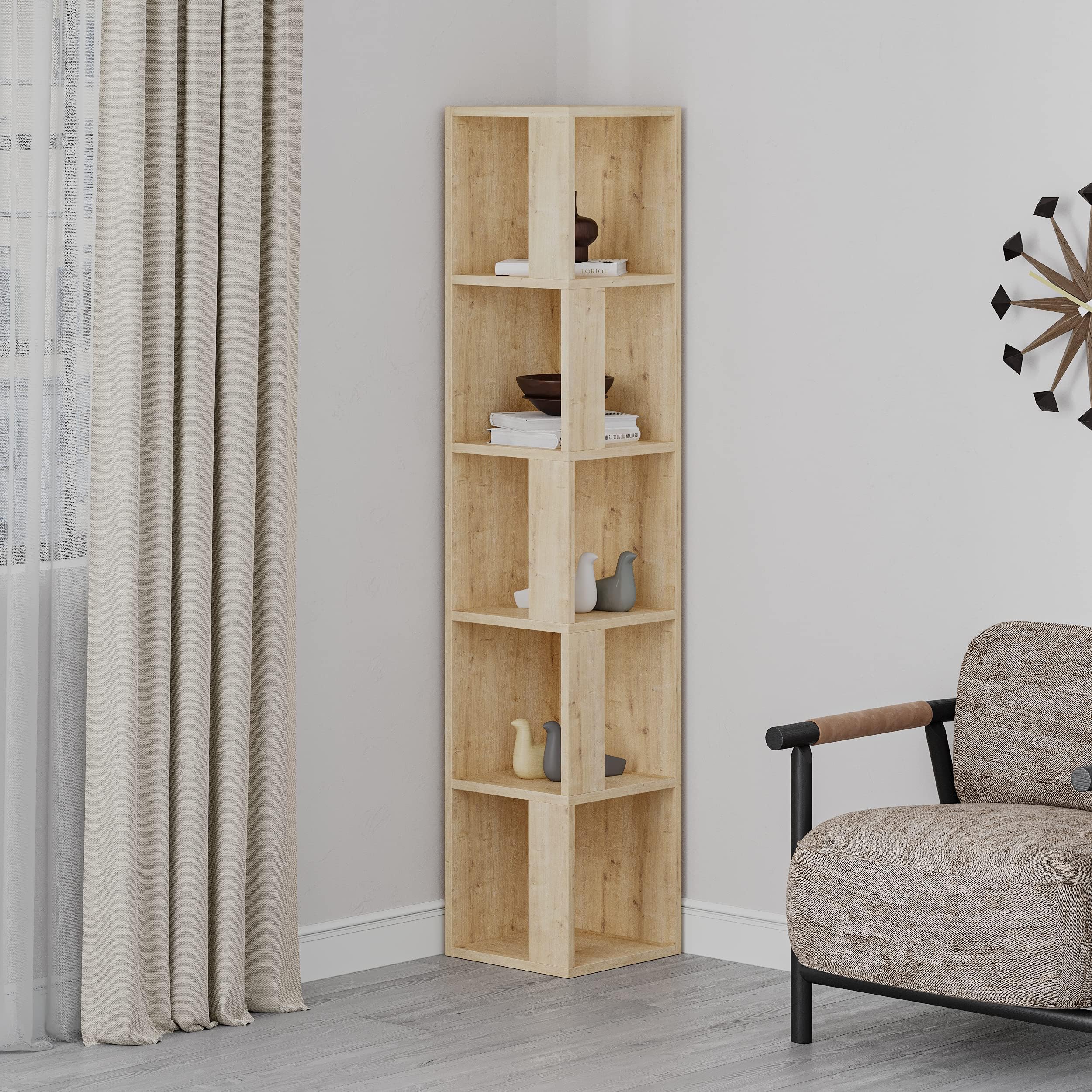 Premier Housewares Shelving Unit / Wooden Corner Shelf Unit / Bathroom