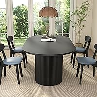 Vista 7 de Mesa de comedor extensible de 41 pulg. a 78 pulg. para 4-8 personas, mesa redonda expandible de cocina con base estriada, mesas modernas ovaladas
