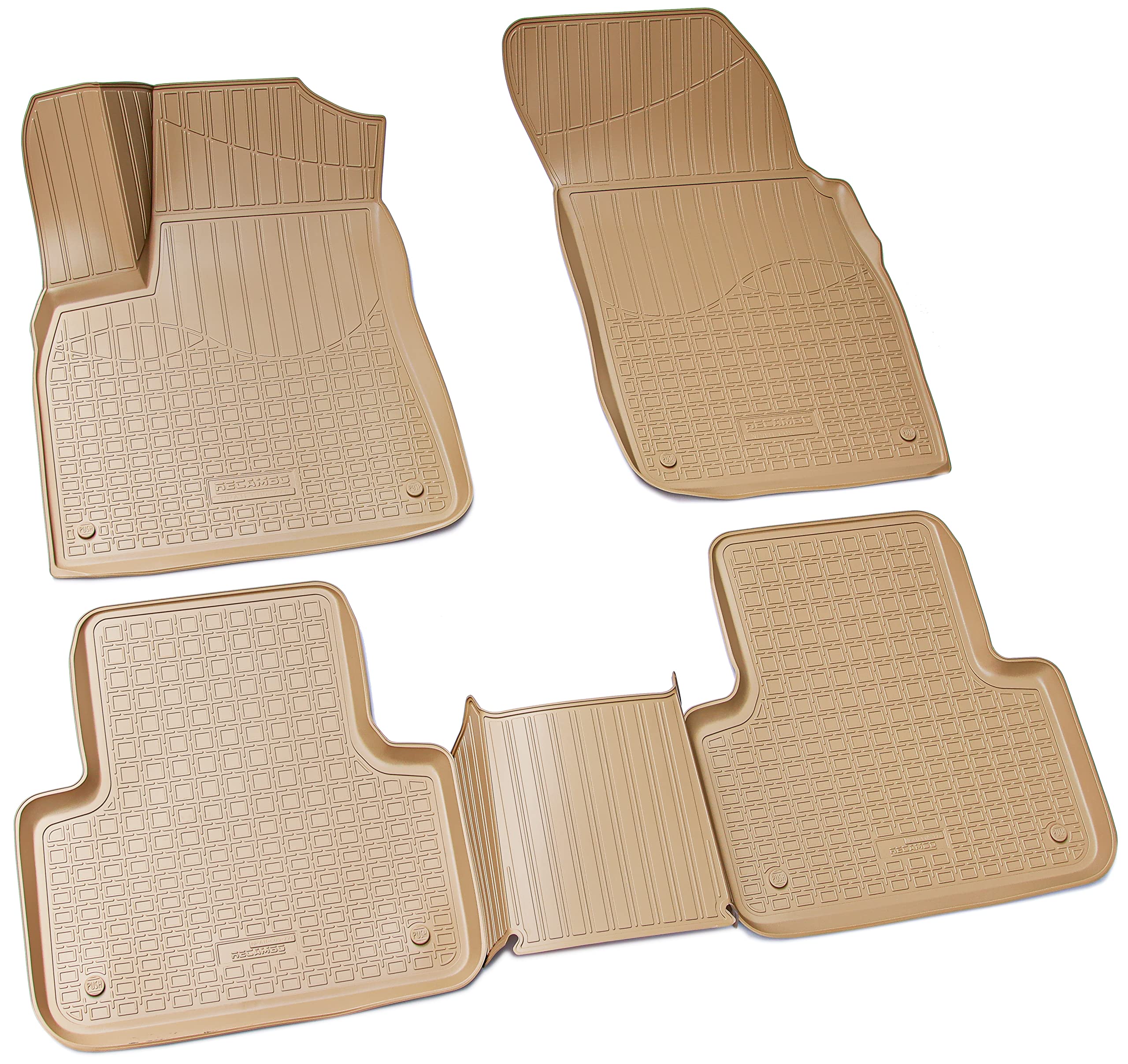 Recambo Alfombrillas de goma 3D compatibles con Audi Q7 SQ7 | Tipo 4M | año de fabricación a partir de 2015 > | alfombrillas de goma para coche | ajuste perfecto | con borde | beige