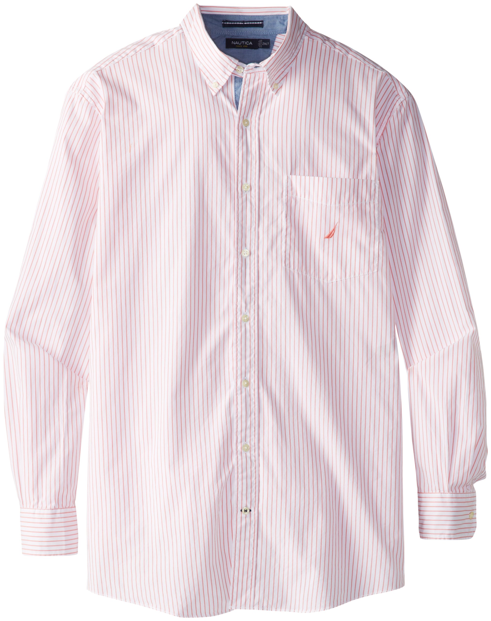 Nautica Men's Big-Tall Long Sleeve Poplin Stripe Woven Shirt