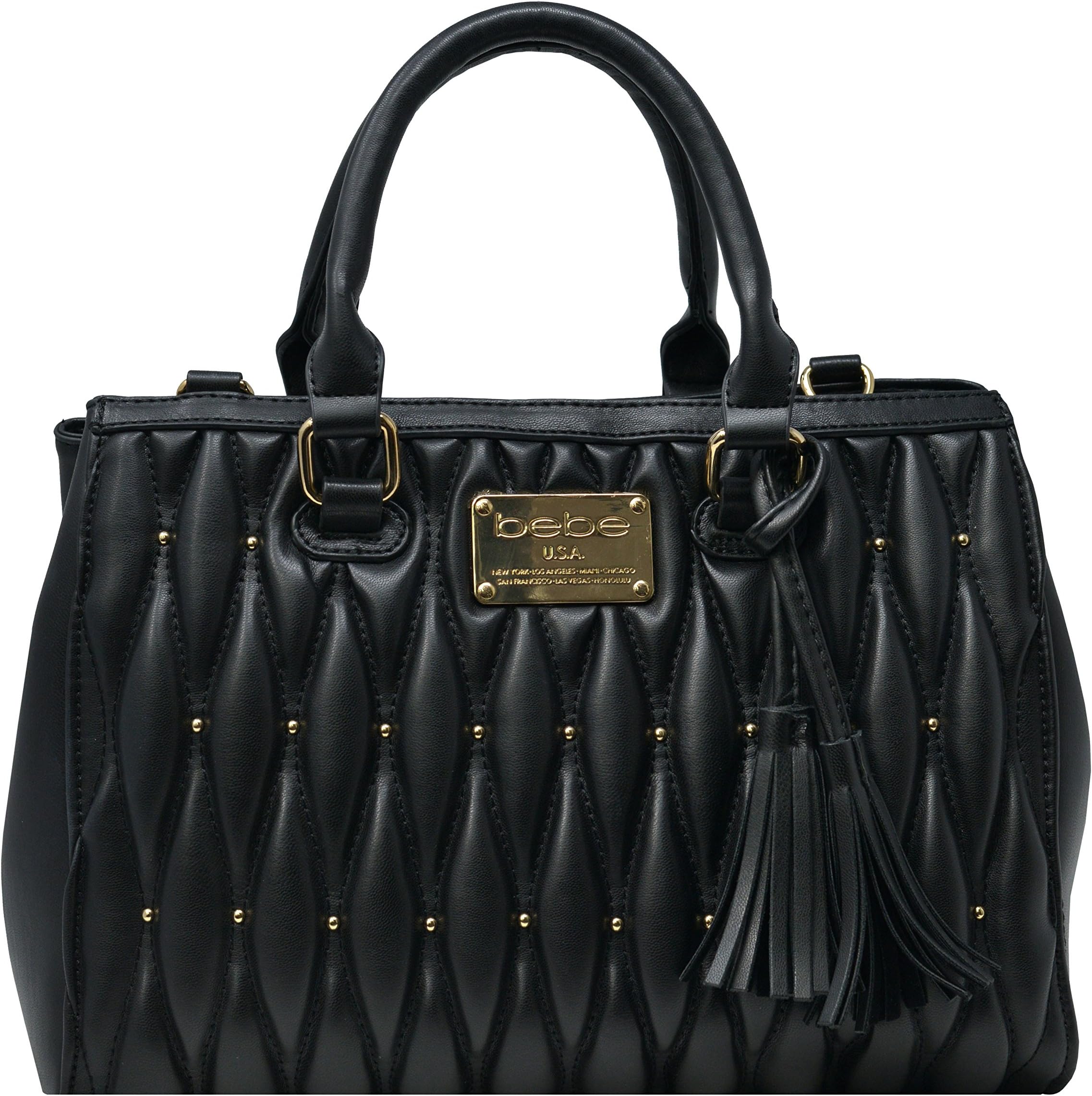 bebe Diamanda Studded Quilt Zipper Triple Entry Satchel